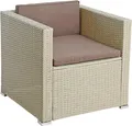 Polyrattan Loungesessel Gartensessel Rattan Sessel Gartenstuhl Rattanstuhl Beige