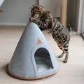 Filz Katzenzelt Cone - Katzen Tipi, XL Katzenhöhle aus Filz inkl. Flauschkissen