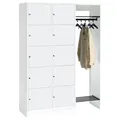 Offene Garderobe für 10 Personen Garderobenschrank Wertfachschrank 195x185x48 cm