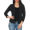 malito more than fashion Jackenblazer malito Damen Blazer in Unifarben, Kurzjacke mit Knopf, Jersey Sakko Sweatjacke in Blazerform Slimfit schwarz L