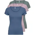 ONLY T-Shirt ONLLIVE LOVE NEW (3-tlg., 3er Pack) Figur betont, elastische Baumwollqualität schwarz XS