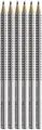 Faber-Castell 117697-6 Bleistifte GRIP 2001, Härtegrad: HB, Schaftfarbe: silber