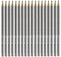 Faber-Castell Bleistift Grip 2001 in 6er-Packung, Härte: HB, Farbe der Hülle: silberfarben argento HB