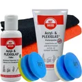 ROTWEISS Acryl Plexiglas Polierpaste /  Politur je 150 ml Set mit Pucks & Tücher