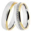 Trauring DOOSTI "Schmuck Geschenk Silber 925 Trauring Ehering Partnerring LIEBE" Gr. 50, gold (silberfarben, gelbgoldfarben), Fingerringe, Damen, 50, ohne Zirkonia, Silber 925 (Sterlingsilber), 5mm, Trauring, Made in Germany - wahlweise mit oder ohne Zirkonia