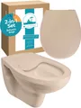 Hänge-WC Bahamabeige spülrandlos Komplettset WC-Sitz Absenkautomatik Abnehmbar