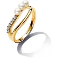Pandora 163258C01 Damenring mit Süßwasser-Zuchtperlen Goldfarben, 52/16,6