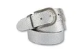 Ledergürtel, mit elegant pointiertem Pixel-Look, Gr. 105, silber