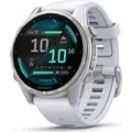 Garmin Fenix 8 43mm Steinweiss/Silber 010-02903-00 GPS Multisport Smartwatch Silikonarmband, AMOLED Touchscreen