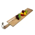 Spetebo XXL Teak Servierbrett mit Griff - 100 x 20 cm - Holz Servierplatte lebensmittelecht - Antipasti Holzbrett für Wurst Käse Vorspeisen