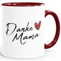 SpecialMe® Kaffee-Tasse Herz Danke Mama Dankeschön-Geschenk für Mama zum Muttertag oder einfach so Inner-bordeaux Keramik-Tasse