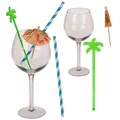 Cocktail Glas Set 8tlg. Trinkhalmen Schirmchen Untersetzer Party Summer BBQ