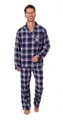 Normann Herren Flanell Schlafanzug Pyjama in Karo Optik - auch in Übergröße, Farbe:Karo rot/blau, Größe:64-66