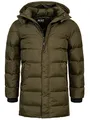 Indicode Herren Leugene Herrenmantel mit verdeckter Knopfleiste | Wintermantel für Männer Army XXL