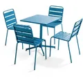 Oviala Gartenset, Dunkelblau, Metall, Quadratisch, Gartenmöbel, Gartenmöbel-Sets