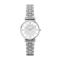 Emporio Armani Watch For Women, 32mm Zweizeiger-Quarzwerk mit silberfarbenem Edelstahlarmband