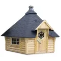 Wolff Finnhaus Gartenhaus Grillkota Basic 9, ca. B426/H330/T376 cm, Schwarz, Natur