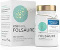Folsäure Tabletten - Hochdosiert mit 800 μg Folat und 25 μg Vitamin B12 pro Tablette - 180 vegane Tabletten im 6-Monatsvorrat - Mit 5-MTHF, dem best verwertbaren Vitamin B9