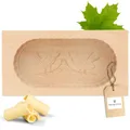 HOFMEISTER® Butterform, für 250 g Butter, 19 cm, 2 Vögel, handgeschnitzt in Deutschland, Butter-Form zum Dekorieren, eckige Sturz-Form, Butter-Model aus heimischem Ahorn-Holz