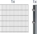 Alberts Doppelstabmattenzaun - Anbauset, Höhe 100 cm, Länge 2 m, anthrazit, zum Einbetonieren