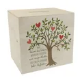 Lebensbaum Spardose aus Holz mit Spruch Lebensbaum trägt Augenblicke als Früchte Symbol der Liebe Hochzeit Freundschaft Kommunion Konfirmation Familie
