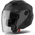 VINZ Calobra Jethelm mit Sonnenblende und Visier | Roller Helm Motorradhelm | ECE 22.06 | in Gr. XS-XXL - Mattschwarz | M (57 - 58 cm) - Schwarz