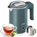 LEBENLANG Reise Wasserkocher Edelstahl Klein 0 5 Liter & BPA-Frei - Reisewasserkocher klein 600W Energiesparend Energieeffizienz - Kleiner Mini Wasserkocher Camping Kettle Schwarz 0,5 l 0.5 für Reisen