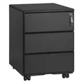 Rollcontainer Metall, Mobiler Aktenschrank Büroschrank mit 3 Schubladen SK024sz
