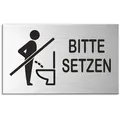 OFFORM DESIGN Hinweisschild Bitte setzen Türschild 60x100 mm Aluminium Edelstahloptik, (1 St)