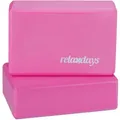 Yogablock Im 2er Set, Yoga-klötze Für Yoga-übungen, Hartschaum, Rutschfest, Yoga-würfel Hbt 8x23x15 Cm, Pink - Relaxdays