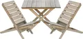 ITA Gartenmöbel Set 1x Gartentisch + 2x Gartenstühle - 2er Sitzgruppe für Garten, Balkon, Terrasse - Platzsparend Klappbar, Wetterfest, Naturholz, Kompakt,  EU