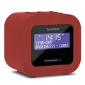 TechniSat TECHNIRADIO 40 - DAB+ Radiowecker (DAB, UKW, Wecker mit zwei einstellbaren Weckzeiten, Sleeptimer, Snooze-Funktion, dimmbares LCD Display, USB Ladefunktion) rot