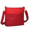 Zwei Damen Umhängetasche JANA J8 Crossbody Bag 3 Liter Bicolor Handtasche im Canvas-Stil, weiches Kunstleder, ideal für den Alltag, inkl. 2 abnehmbare Schultergurte kurz & lang (cherry)