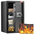 VEVOR Safe Tresor mit feuerfester Geldtasche, Einzeltür-Safe 4 Kubikfuß, 2 Trennwände, digitaler Möbeltresor mit Schlüssel Code, Wertsachenbox... - Schwarz