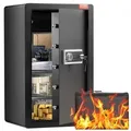 VEVOR Safe Tresor mit feuerfester Geldtasche, Einzeltür-Safe 4 Kubikfu_, 2 Trennwände, digitaler Möbeltresor mit Schlüssel Code, Wertsachenbox fü