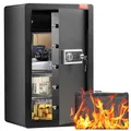 VEVOR Safe Tresor mit feuerfester Geldtasche, Einzeltür-Safe 4 Kubikfuß, 2 Trennwände, digitaler Möbeltresor mit Schlüssel Code, Wertsachenbox für Geld Schmuck, Geldtresor Schwarz