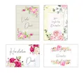 4 Premium Dankeskarten (Klappkarten) mit 4 weißen Umschlägen, Danke, Dankeschön, Karten, Dankekarten, Hochzeit, Geburt, Baby, Taufe, Abschied, 3eburtstag, Jubiläum Blumen Blumenmotiv