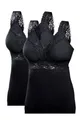 Toker Collection Damen Unterhemd BH Hemd ohne Bügel mit weicher elastischer Spitze im 2er Pack aus Reiner Baumwolle, mit elastischer Spitze (DE/NL/SE/PL, Numerisch, 40, 42, Regular, Regular, Schwarz)