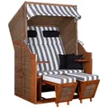 Gardenson Strandkorb, Braun, Textil, Pinie, Streifen, 120x160x80 cm, Gartenmöbel, Strandkörbe