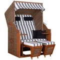 deVries Strandkorb PURE® STANDARD PE griseum inkl. 2 Knuffelkissen 120x80x160cm