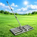 Fuuner Rasenrakel 43x26 cm Schwerlast, Rasen Nivellierrechen mit glatter Kante und langem Griff, vollverschweißt, 0–180° verstellbar, Rasenrechen für Garten, Rasensand, Erde, Topdressing