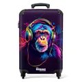 NoBoringSuitcases.com Kinder-Reisekoffer Trolley 55x40x20 cm (Schimpanse - Neon-Violett)