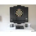 WDS Dartscheibe WOODEN Dartboard Surround, (Premium Dart-Wandschutz, Burned Look (Geflammt) oder Color Design), Optionaler Tablet-Halter schwarz