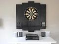 Wooden Dartboard Surround | Premium Dart-Wandschutz & Tablet-Halter | Powered by Maximiser Max HOPP (Catchring, Dart Umrandung) (OHNE Tablet-Halter, Schwarz)