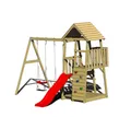Wendi Toys Holz Spielturm Salamander inkl. Rutsche, Kletterwand und 2 Schaukeln Natur 290x340x270 cm