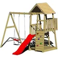 Wendi Toys - Holz Spielturm Salamander Inkl. Rutsche, Kletterwand Und 2 Schaukeln Natur 290x340x270 Cm
