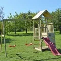 Wendi Toys Wendi Toys Kinderspielhaus, Kletterturm "Salamander" mit Rutsche, Kletterwand und 2 Schaukeln, holz / rot