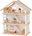 goki Puppenhaus Modern Living mit 3 Etagen, In modernem Weiß, ohne Möbel und Biegepuppen
