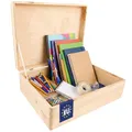 Creative Deco XL Große Holzkiste mit Deckel | 40x30x14 cm (+/-1cm) | Erinnerungsbox Baby Holzbox mit Deckel Unlackiert Kasten | Für Dokumente, Spielzeug, Ostern | ROH, UNGESCHLIFFEN