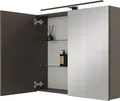 Planetmöbel ARIA Spiegelschrank für das Bad 80 cm mit Beleuchtung und Steckdose Anthrazit